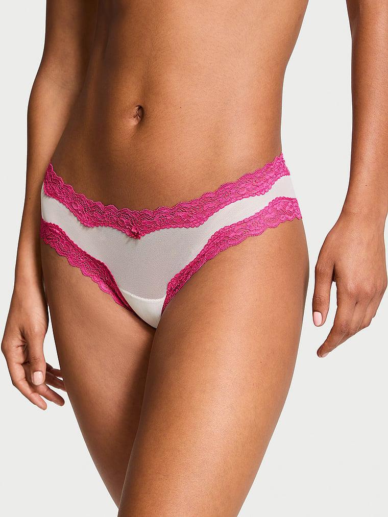 Tease Mesh Lace-Trim Cheeky Panty Product Image