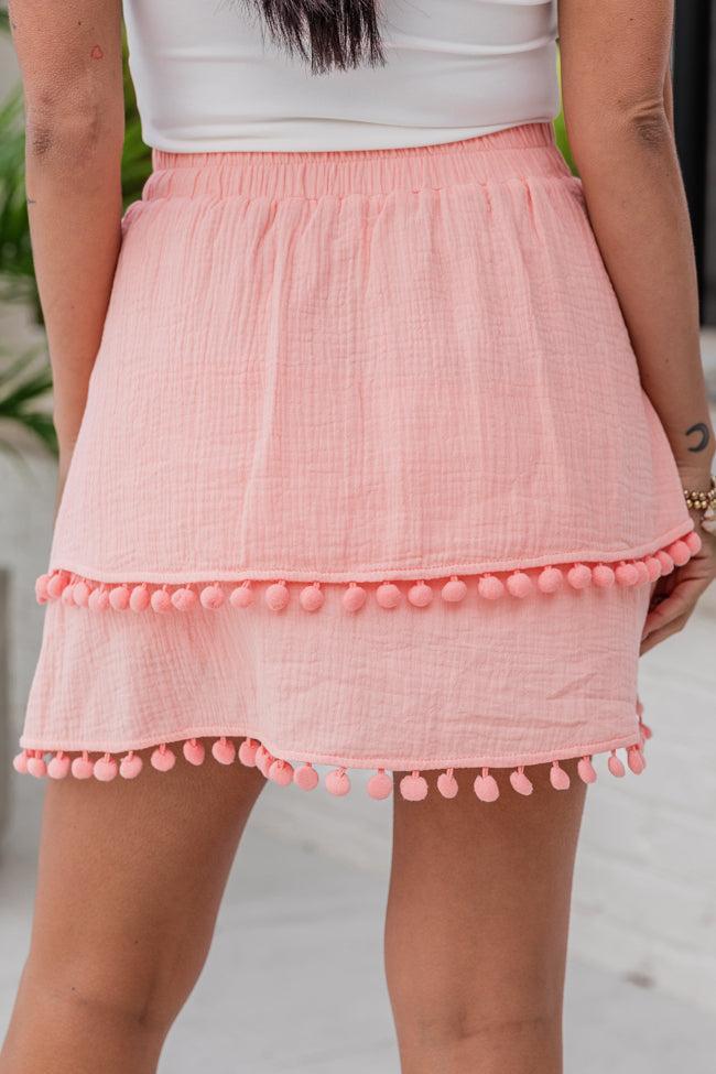 Simply Peachy Salmon Tassel Hem Gauze Skort FINAL SALE Product Image