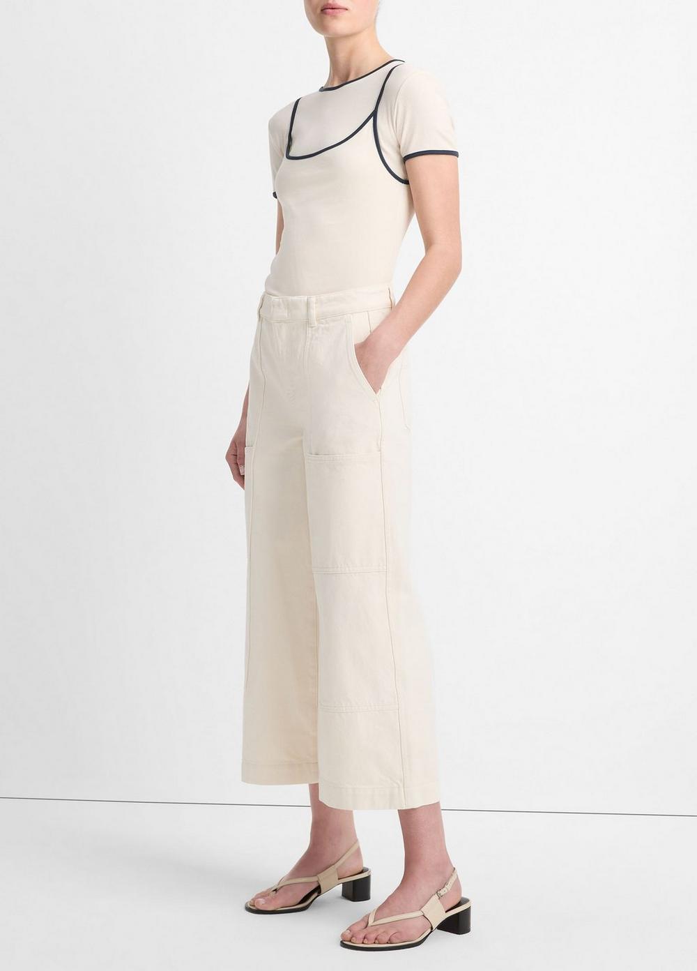 Cotton Mid-Rise Utility Wide Crop Pant Product Image