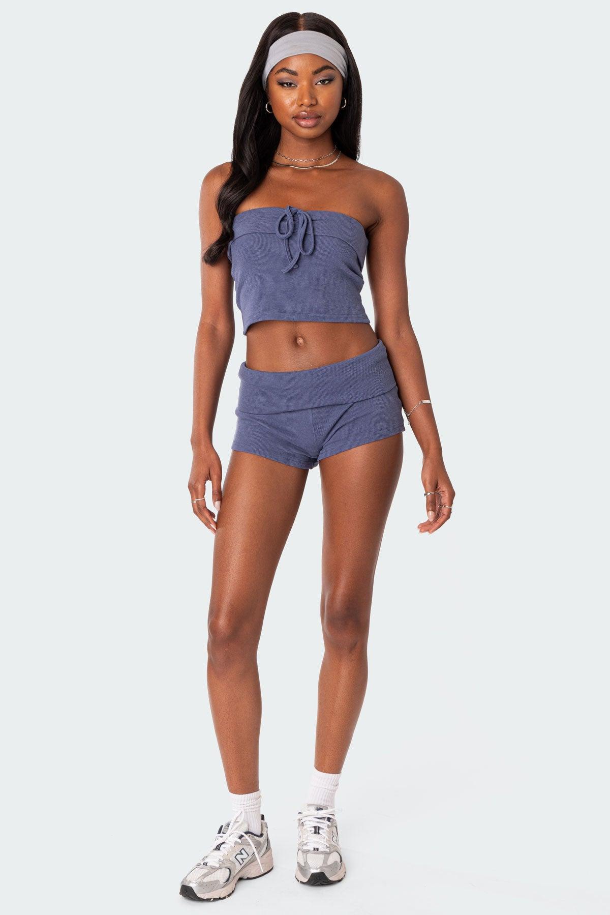 Lizzy Foldover Waffle Shorts Product Image