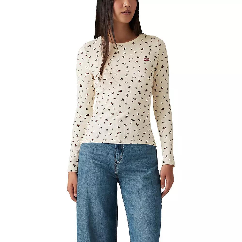 Women's Levi's® Hayes Long Sleeve Crewneck Tee, Size: XXL, Sigrid Ditsy Egret Product Image