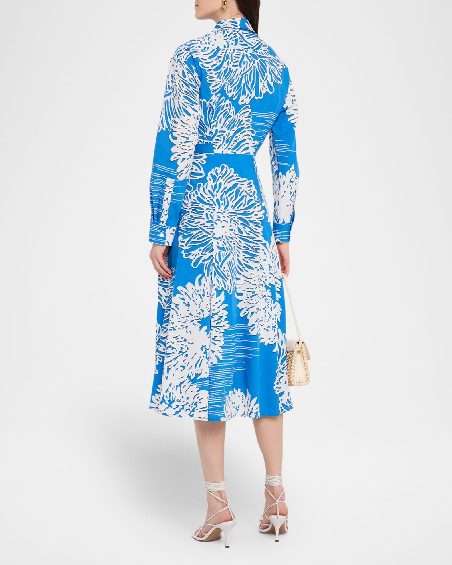 Abstract-Print Cotton Midi Wrap Shirtdress Product Image