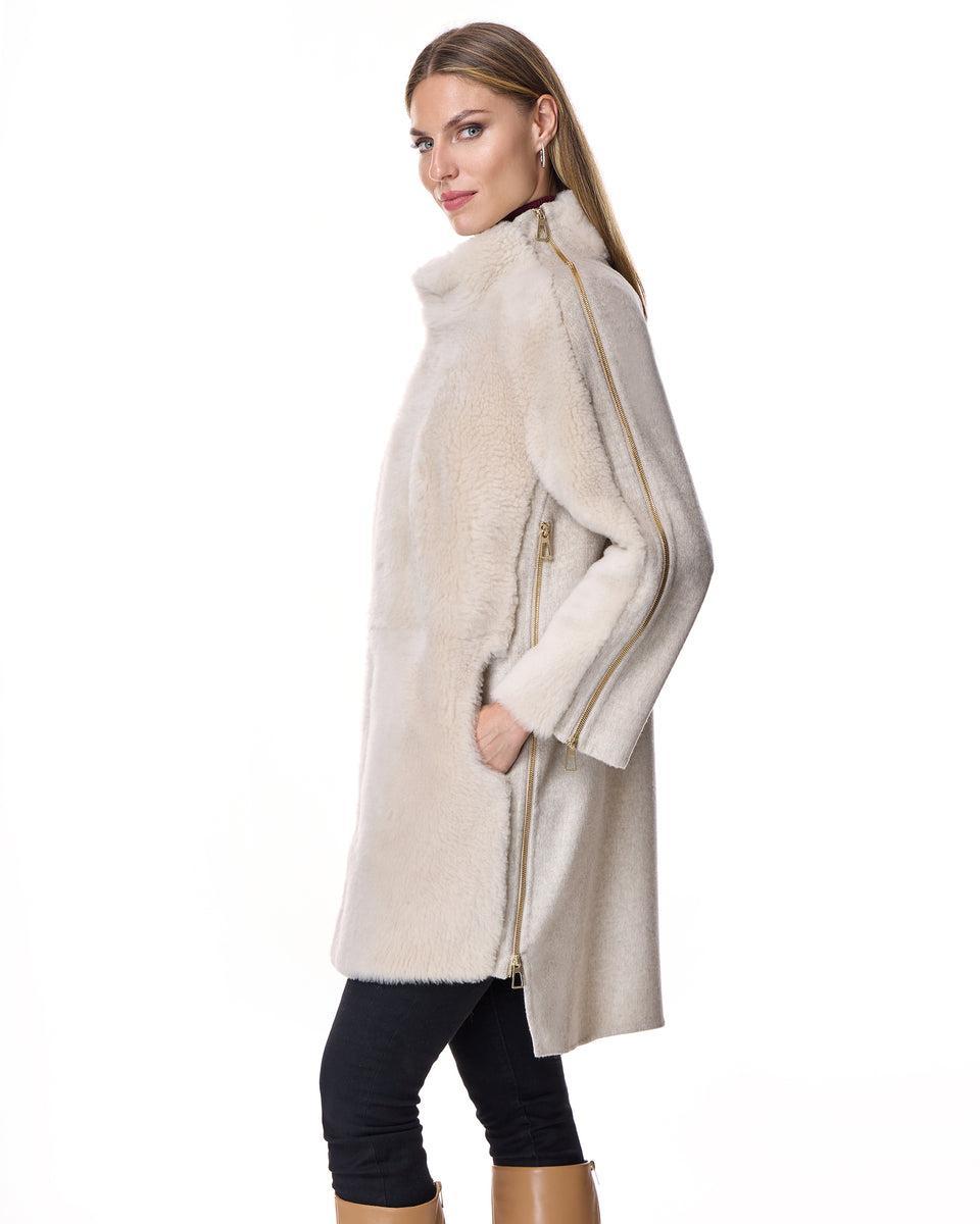 Mixed Media Shearling Coat Product Image