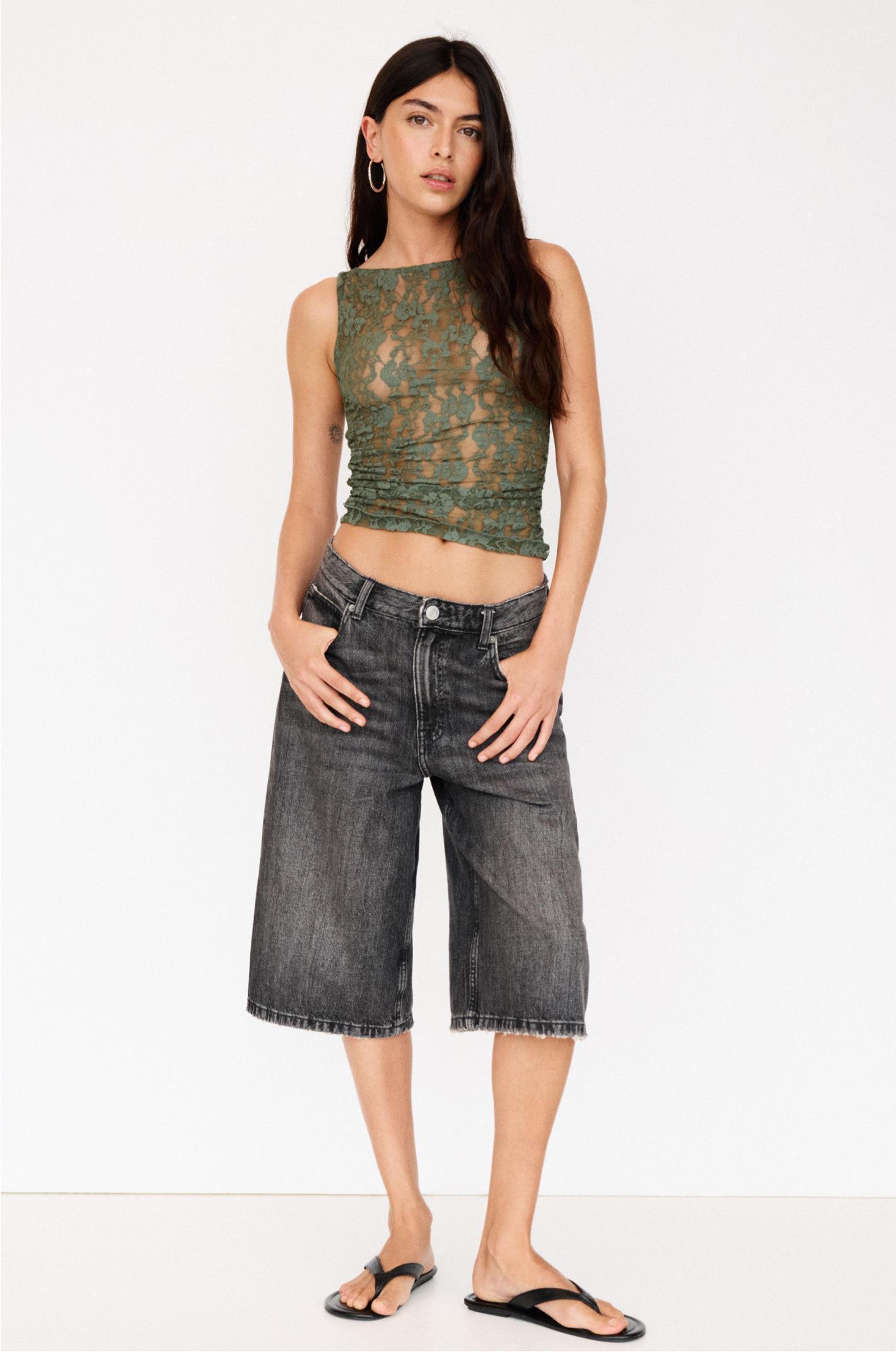 Lace top with gathered sides Product Image