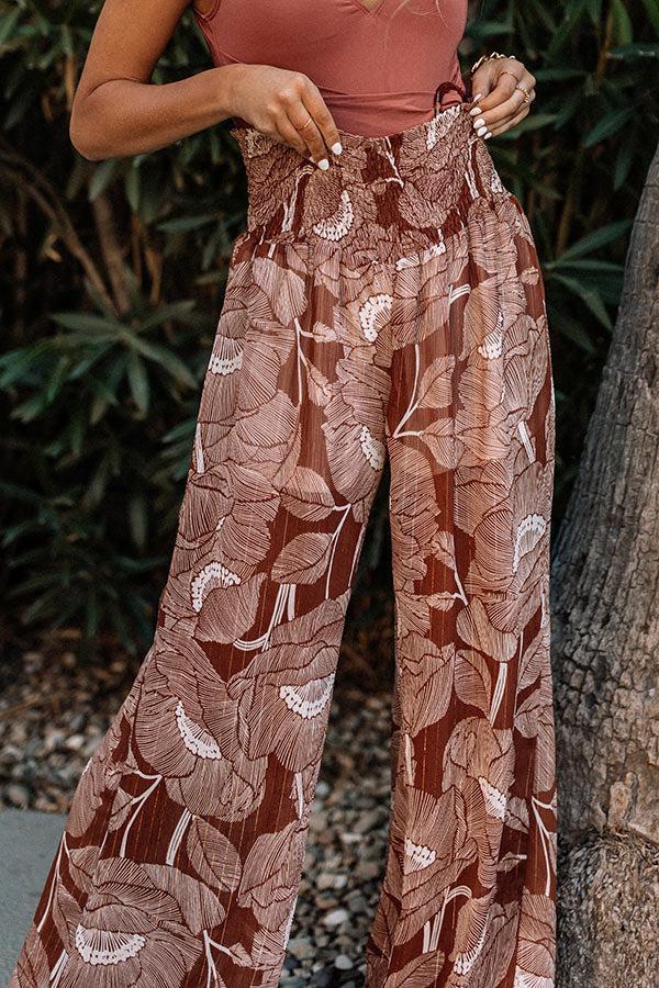 Boat Weekend High Waist Floral Pants in Brown Product Image