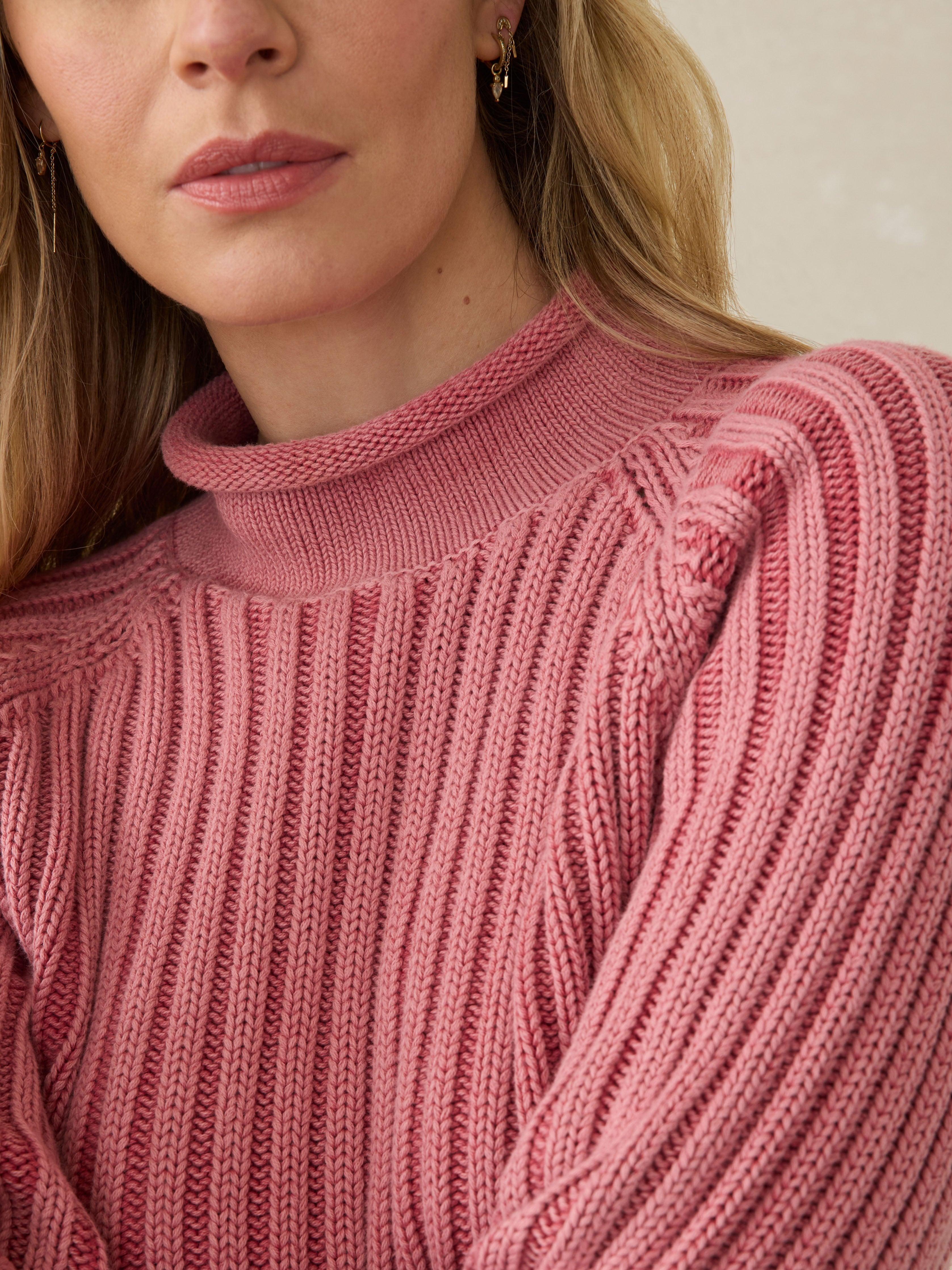 Sunwashed Cotton Rollneck Sweater - Baroque Rose Female Product Image