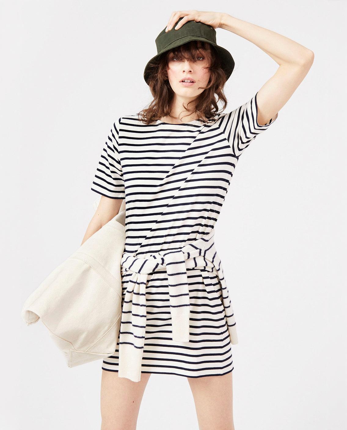 The Tee Dress - Cream/Navy Female Product Image