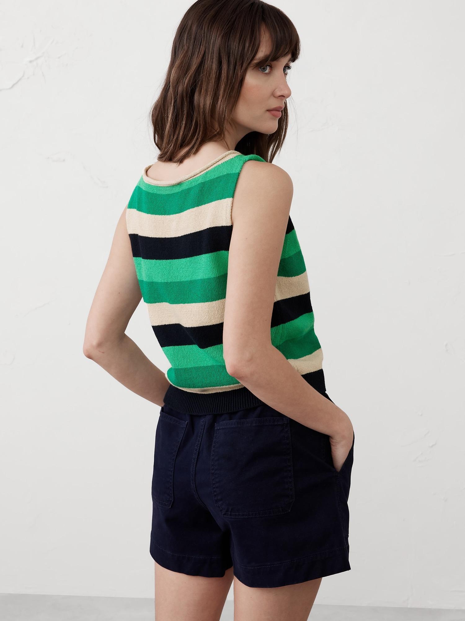 Cropped Boat-Neck Sweater Shell Product Image