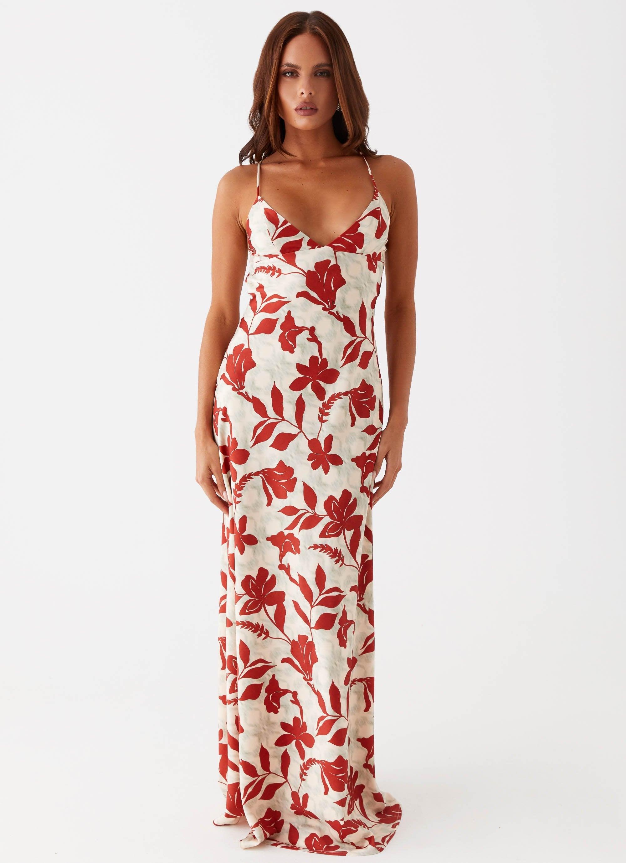 Cecily Maxi Dress - Red Green Floral Product Image