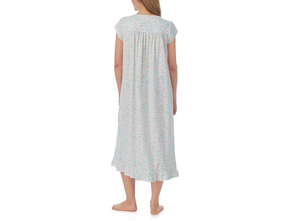 Eileen West Cotton Knit Cap Sleeve Long Gown (Ditsy) Women's Pajama Product Image