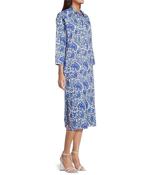 Jude Connally Kallan Sapphire Garden Print Point Collar Shift Midi Dress Product Image
