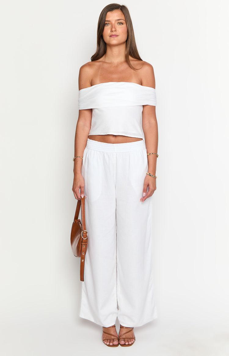 Moana White Linen Blend Pants Product Image