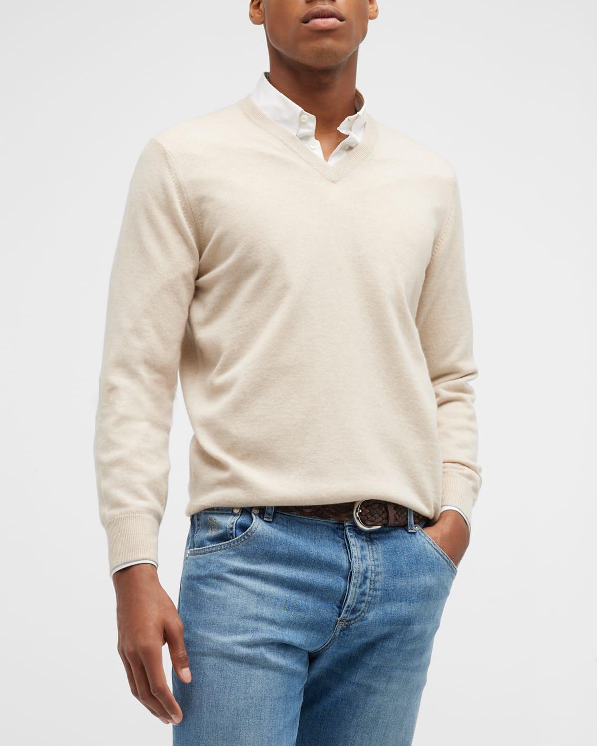 Mens Cashmere V-Neck Sweater Product Image