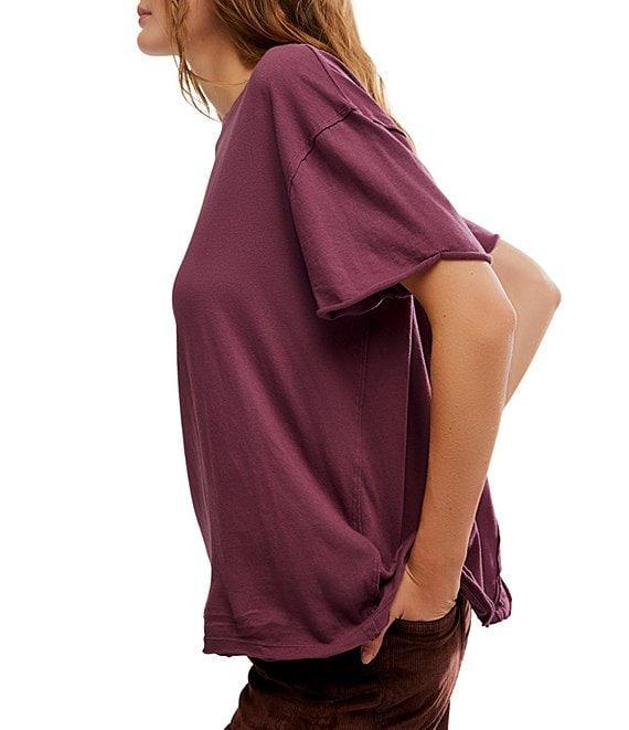 Free People Nina Short Sleeve Raw Edge Crew Neck Boxy Tee Shirt Product Image