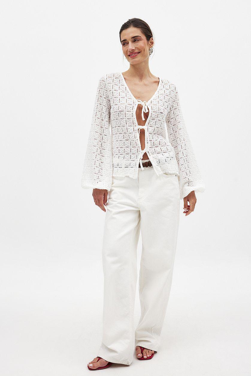 Balloon Sleeve Tie Top Product Image