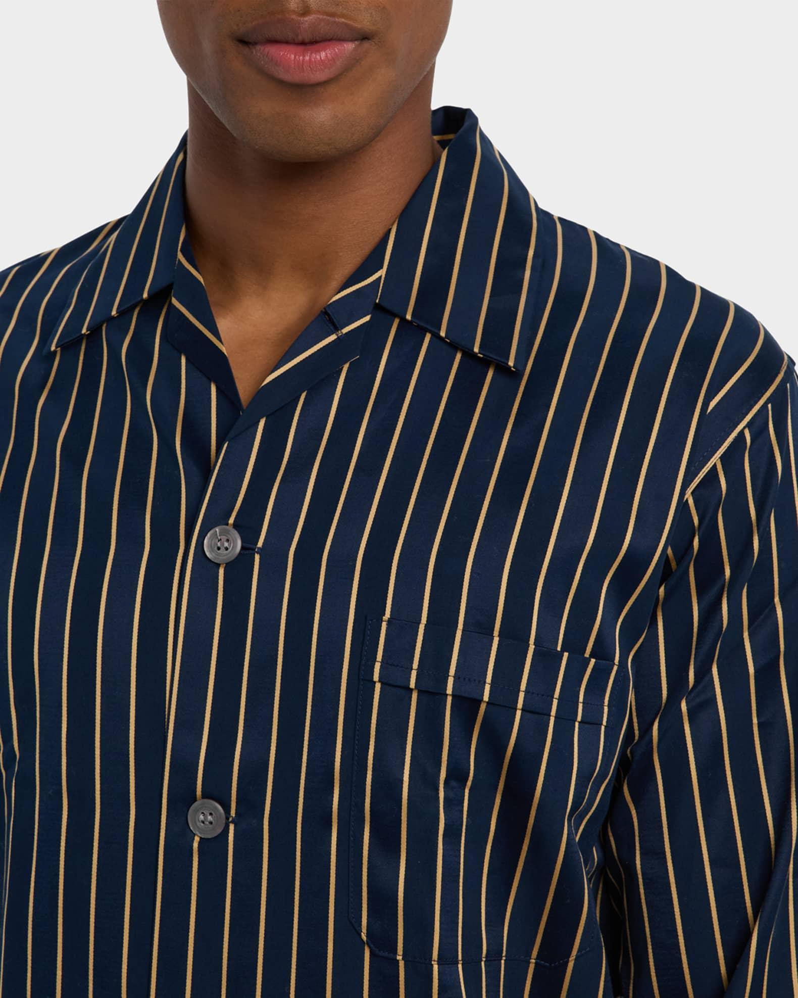 Men's Royal Satin Stripe Long Pajama Set Product Image