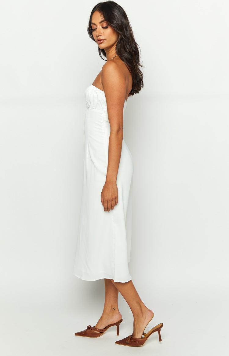 Dion White Strapless Midi Dress Product Image