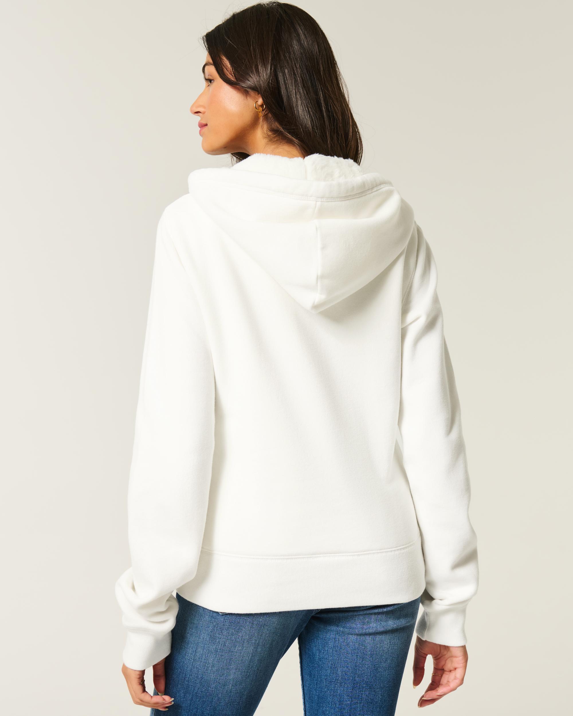 Faux Fur-Lined Zip-Up Hoodie Product Image