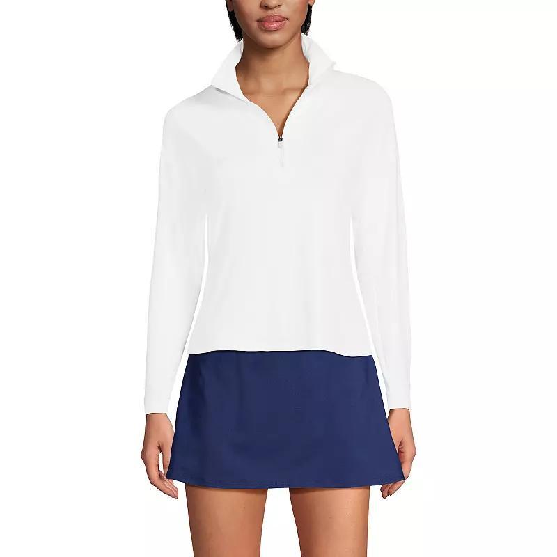 Women's Lands' End Long Sleeve Quarter Zip Swim Top, Size: XS, Icy Mint Green Product Image