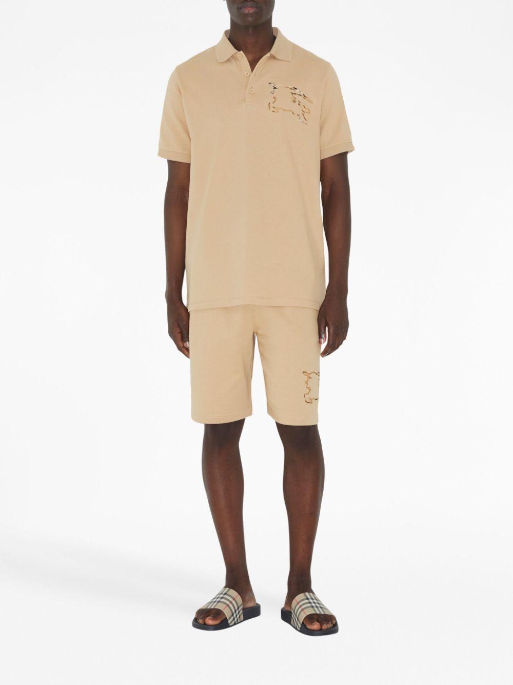 BURBERRY Equestrian Knight-motif Cotton Polo Shirt In Nude & Neutrals Product Image