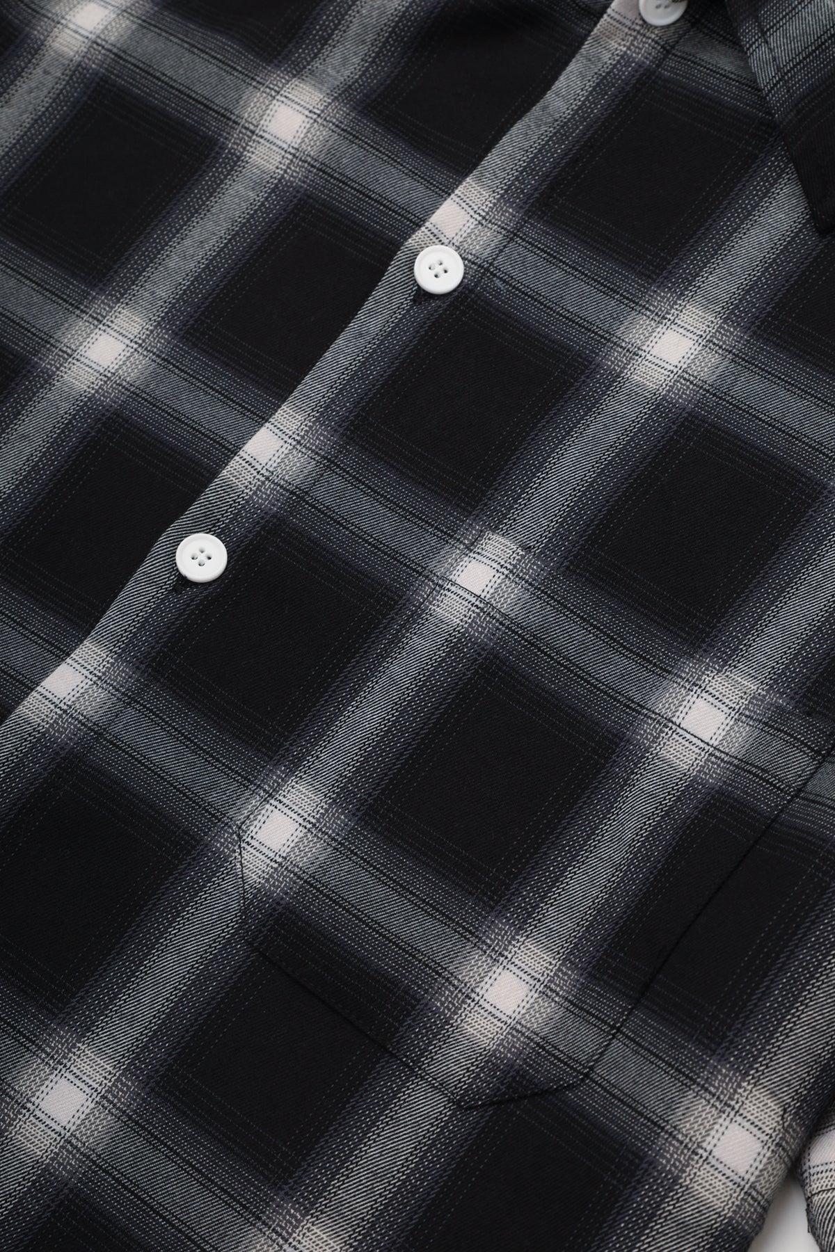 Blacksmith - Shadow Plaid Short Sleeve Shirt - Black/White Product Image