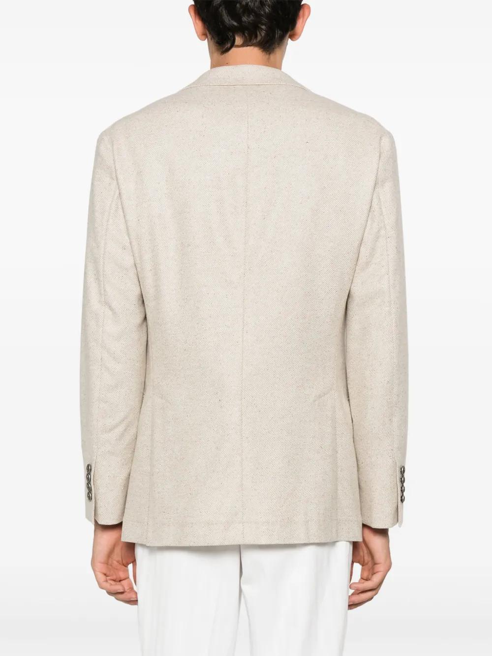 BRUNELLO CUCINELLI Double-breasted Wool Blend Blazer In Nude & Neutrals Product Image