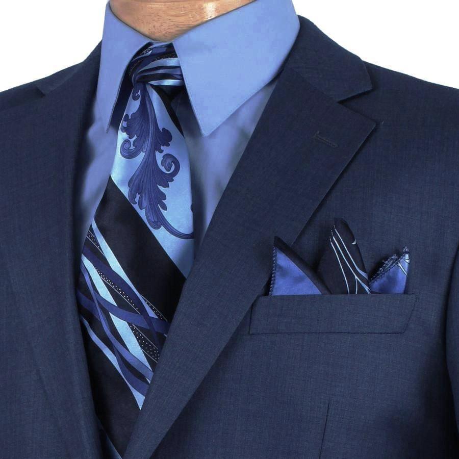 Monte Carlo Collection - Regular Fit 2 Piece 2 Button Textured Weave In Blue Product Image