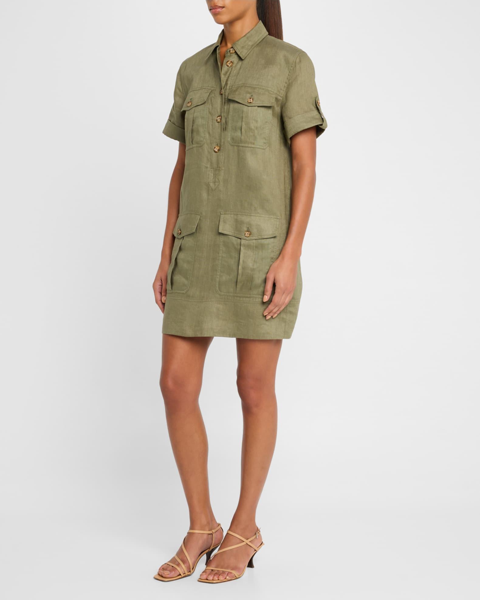 Lucca Short-Sleeve Linen Shirtdress Product Image