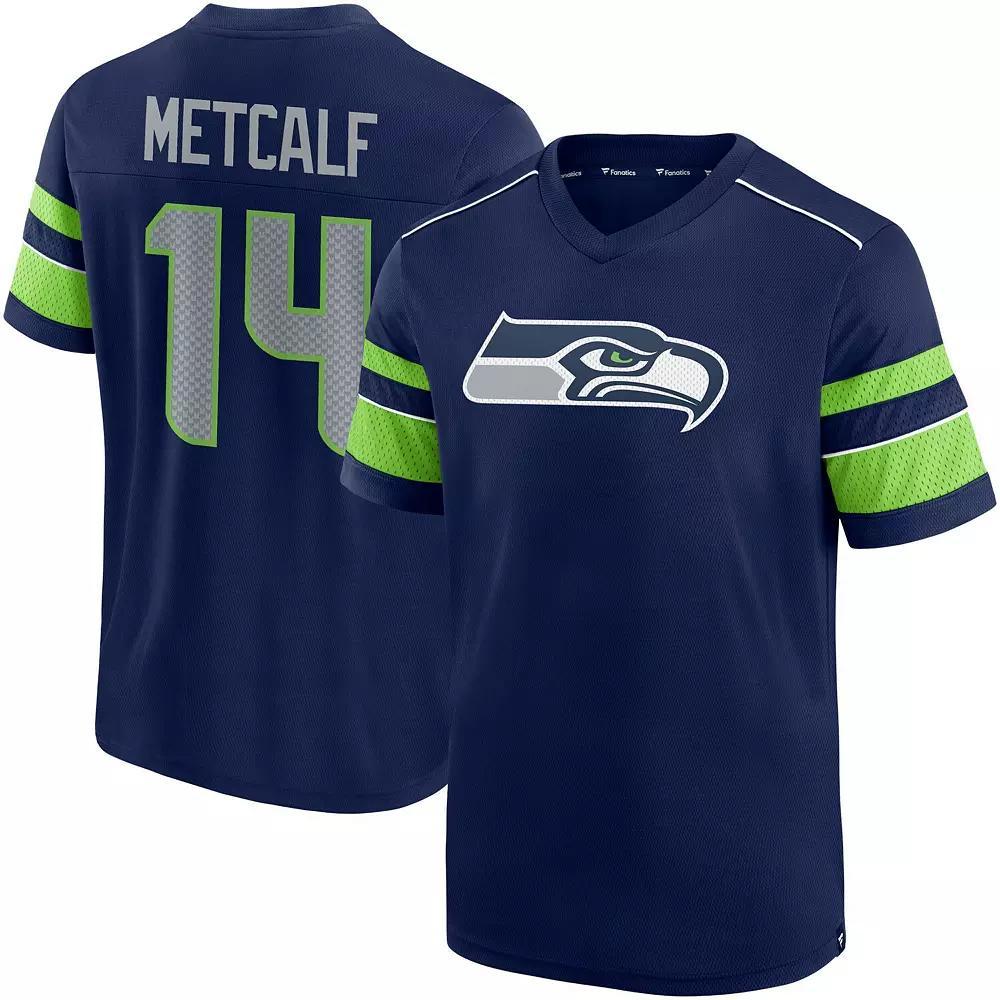 Men's Fanatics Branded DK Metcalf College Navy Seattle Seahawks Hashmark Name & Number V-Neck T-Shirt, Size: Large, Blue Product Image