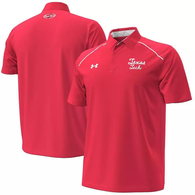 Men's Under Armour Red Texas Tech Red Raiders Throwback Cursive Polo, Size: Medium Product Image