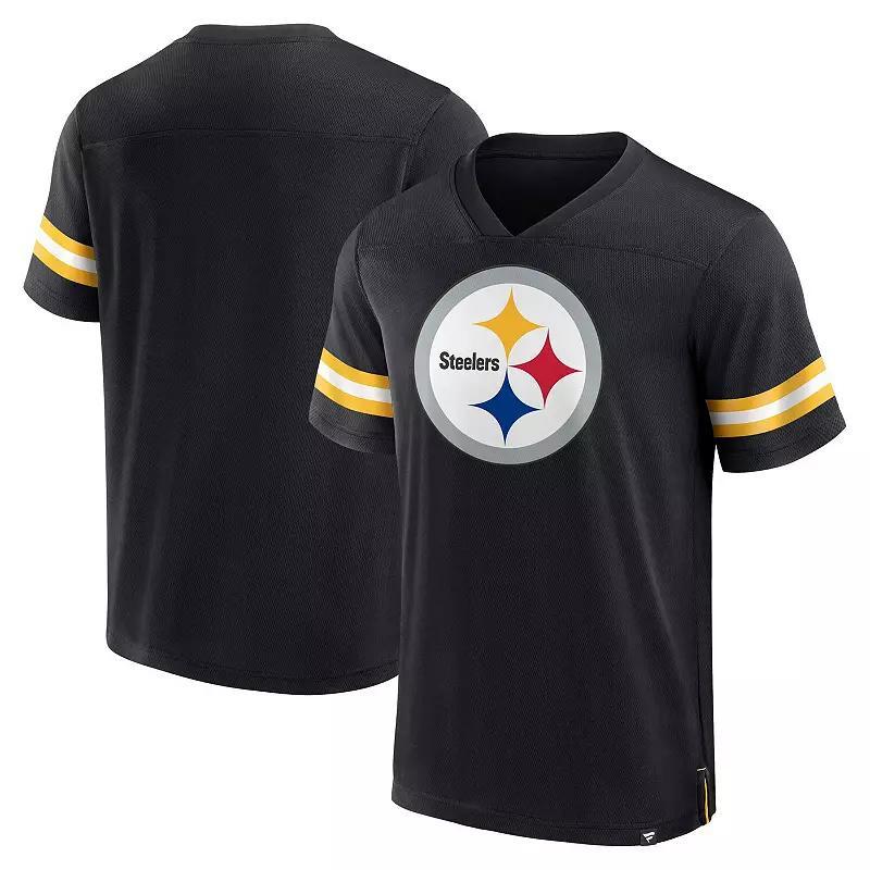 Men's Fanatics Branded  Black Pittsburgh Steelers Jersey Tackle V-Neck T-Shirt, Size: XL Product Image