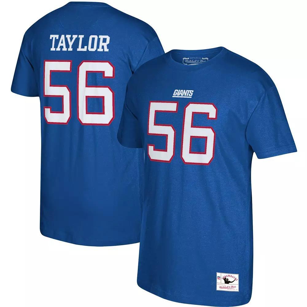 Men's Mitchell & Ness Lawrence Taylor Royal New York Giants Retired Player Logo Name & Number T-Shirt, Size: 3XL, Blue Product Image