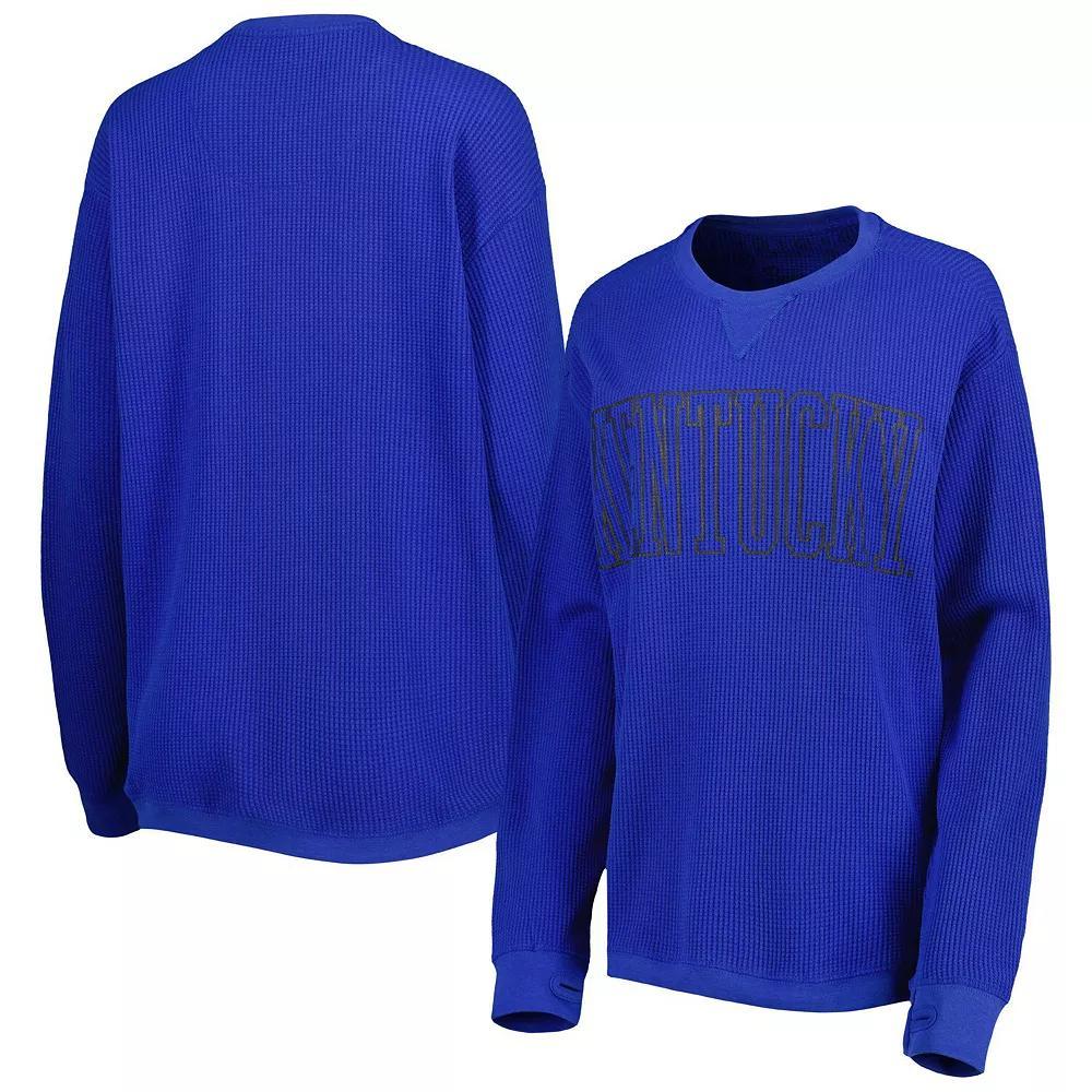 Women's Pressbox Royal Kentucky Wildcats Surf Plus Size Southlawn Waffle-Knit Thermal Tri-Blend Long Sleeve T-Shirt, Size: Small, Blue Product Image