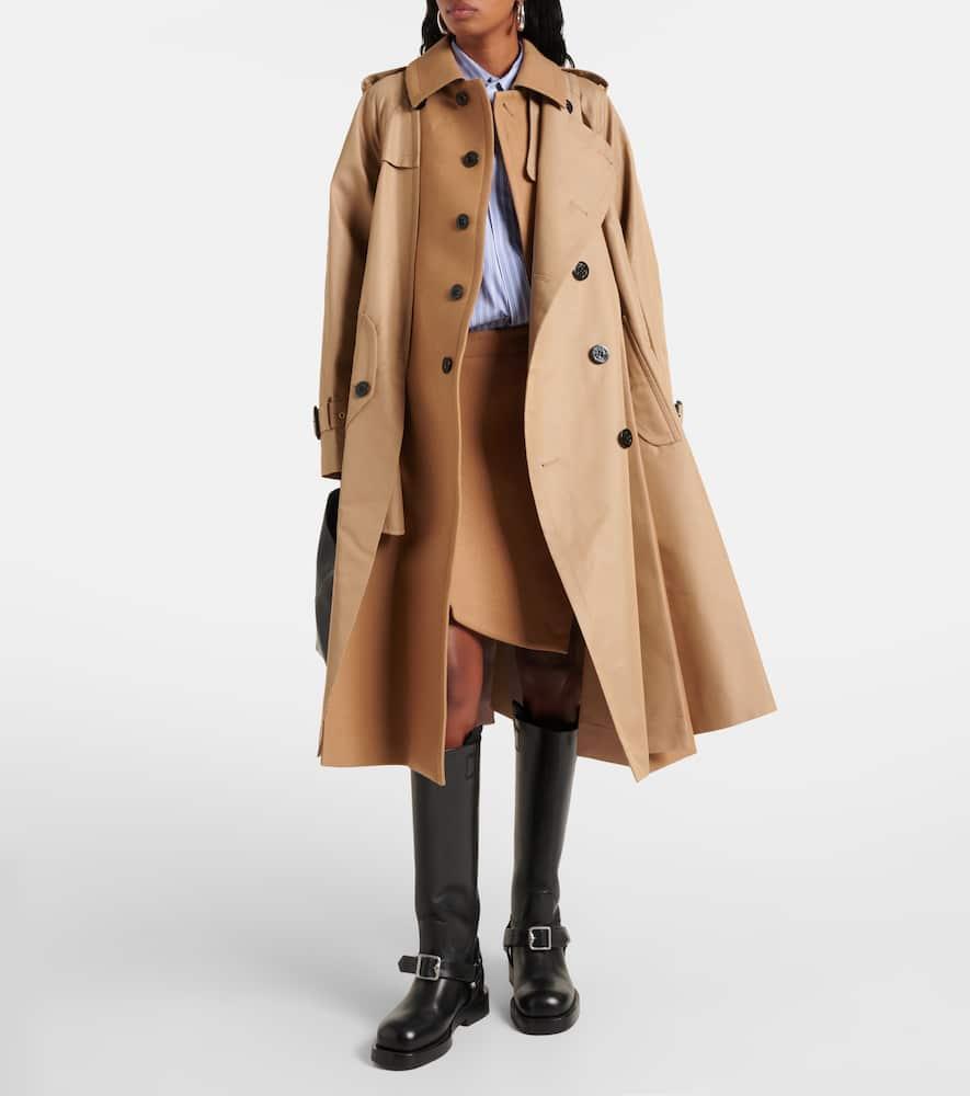 SACAI Melton Trench Coat In Brown Product Image