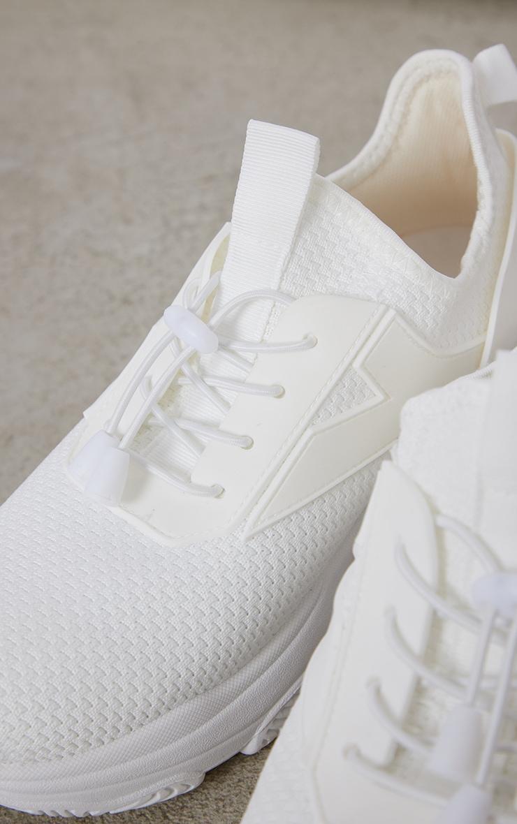 White Textured Drawstring Lace Sneakers Product Image