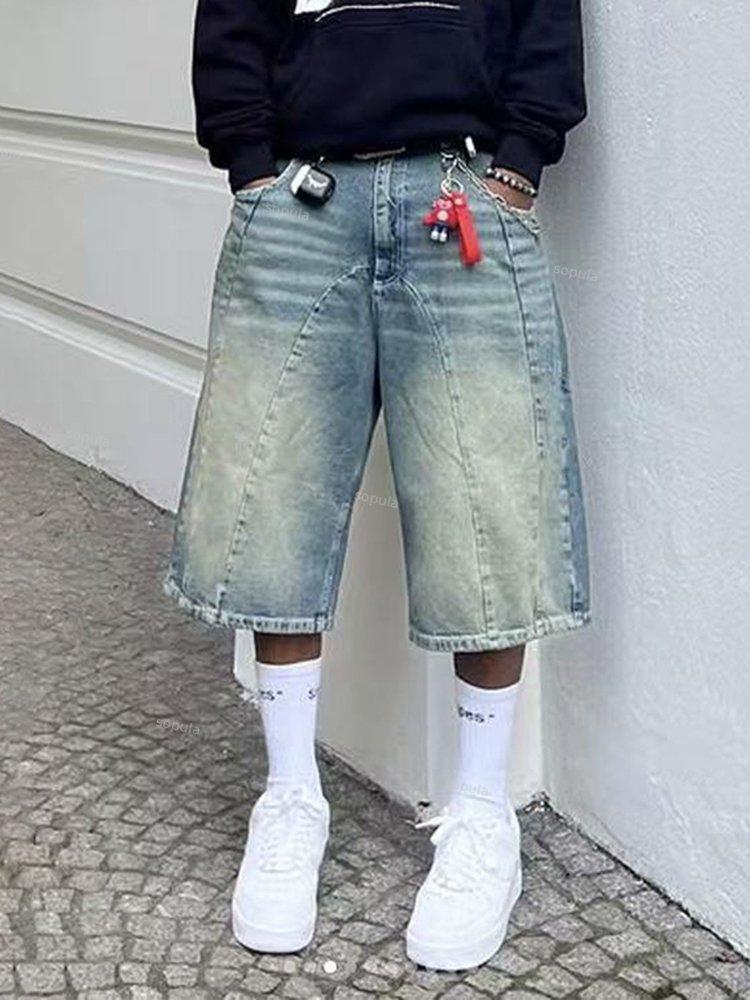 Vintage Washed High Street Baggy Jorts Denim Shorts Product Image