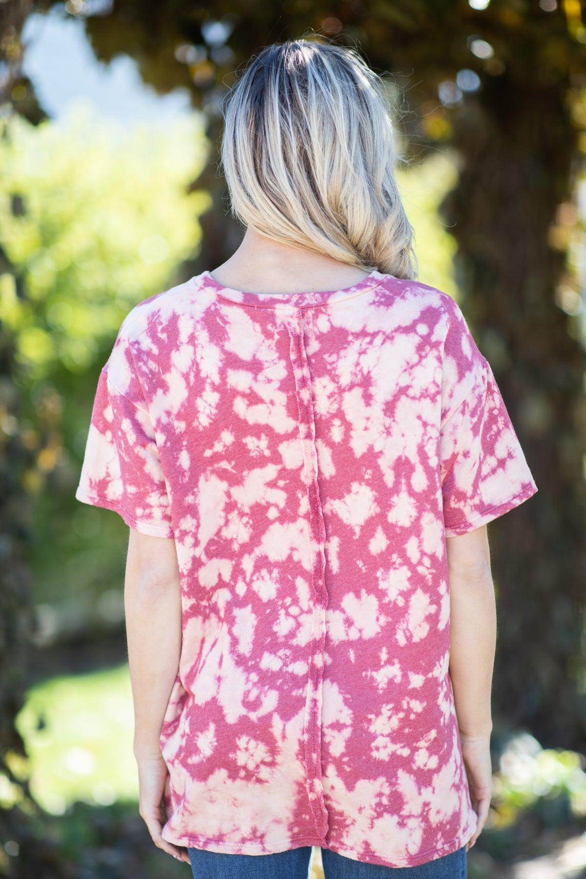 Dusty Rose and Raspberry Acid Wash Top Product Image