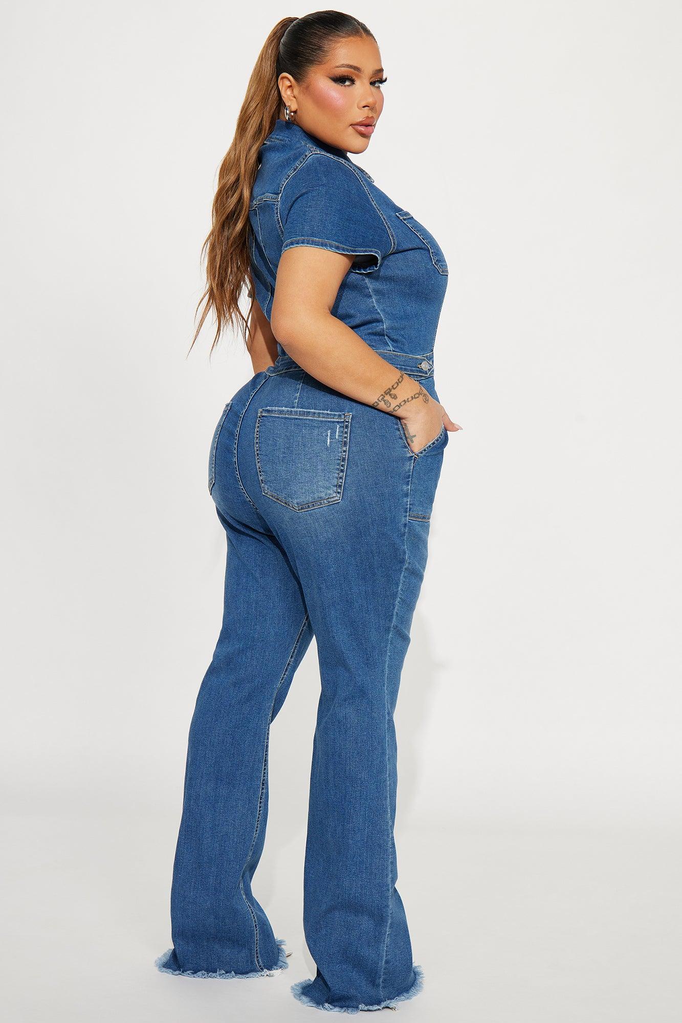Fair And Square Denim Jumpsuit  - Medium Wash Product Image