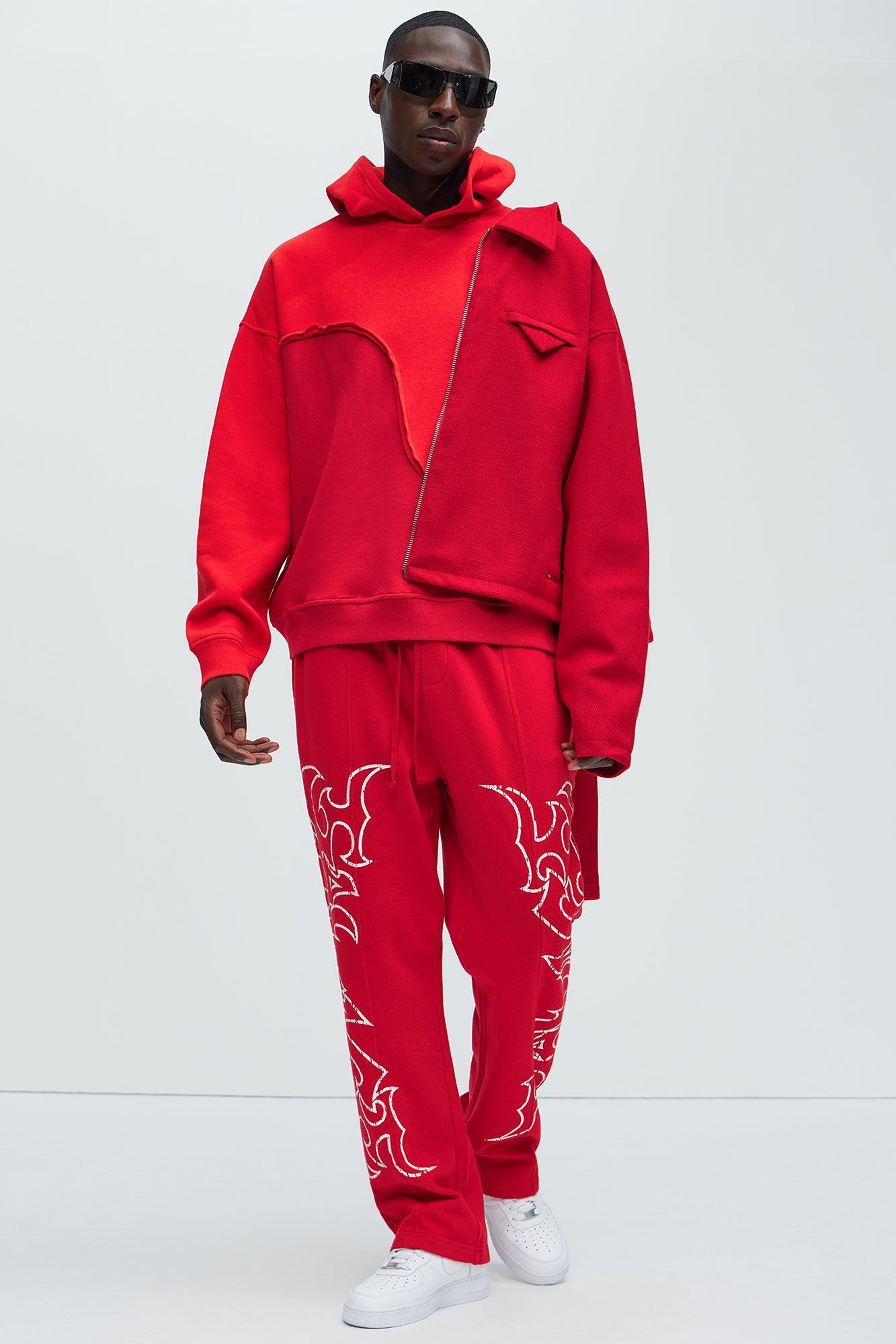 Tyson Oversized Swirl Hoodie - Red/combo Product Image