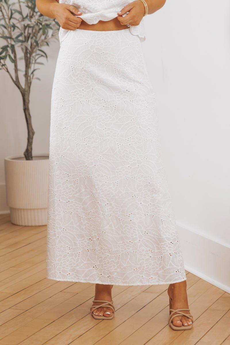 Steve Madden Amalia White Eyelet Maxi Skirt - FINAL SALE Female Product Image