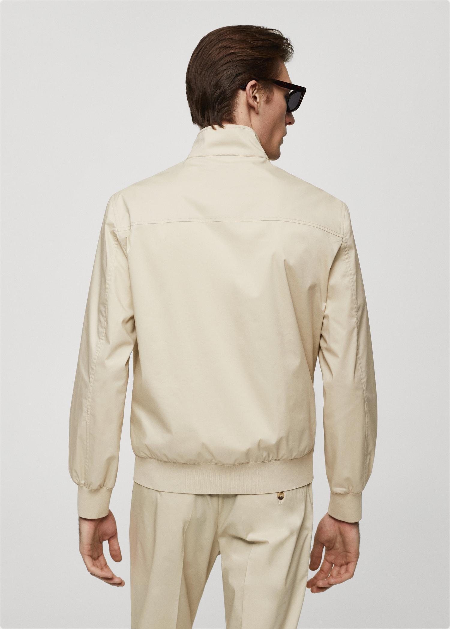 Stretch cotton jacket with zip - Men | MANGO USA Product Image