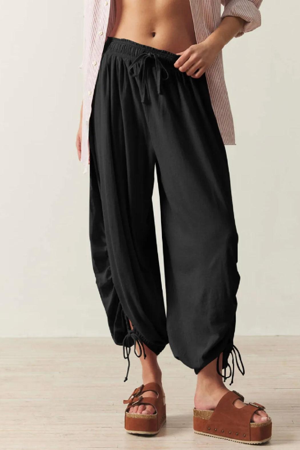 Drawstring Ruched Knit Pants Product Image