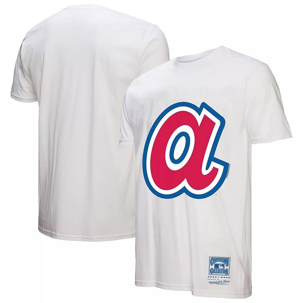 Men's Mitchell & Ness White Atlanta Braves Cooperstown Collection Logo T-Shirt, Size: XL Product Image