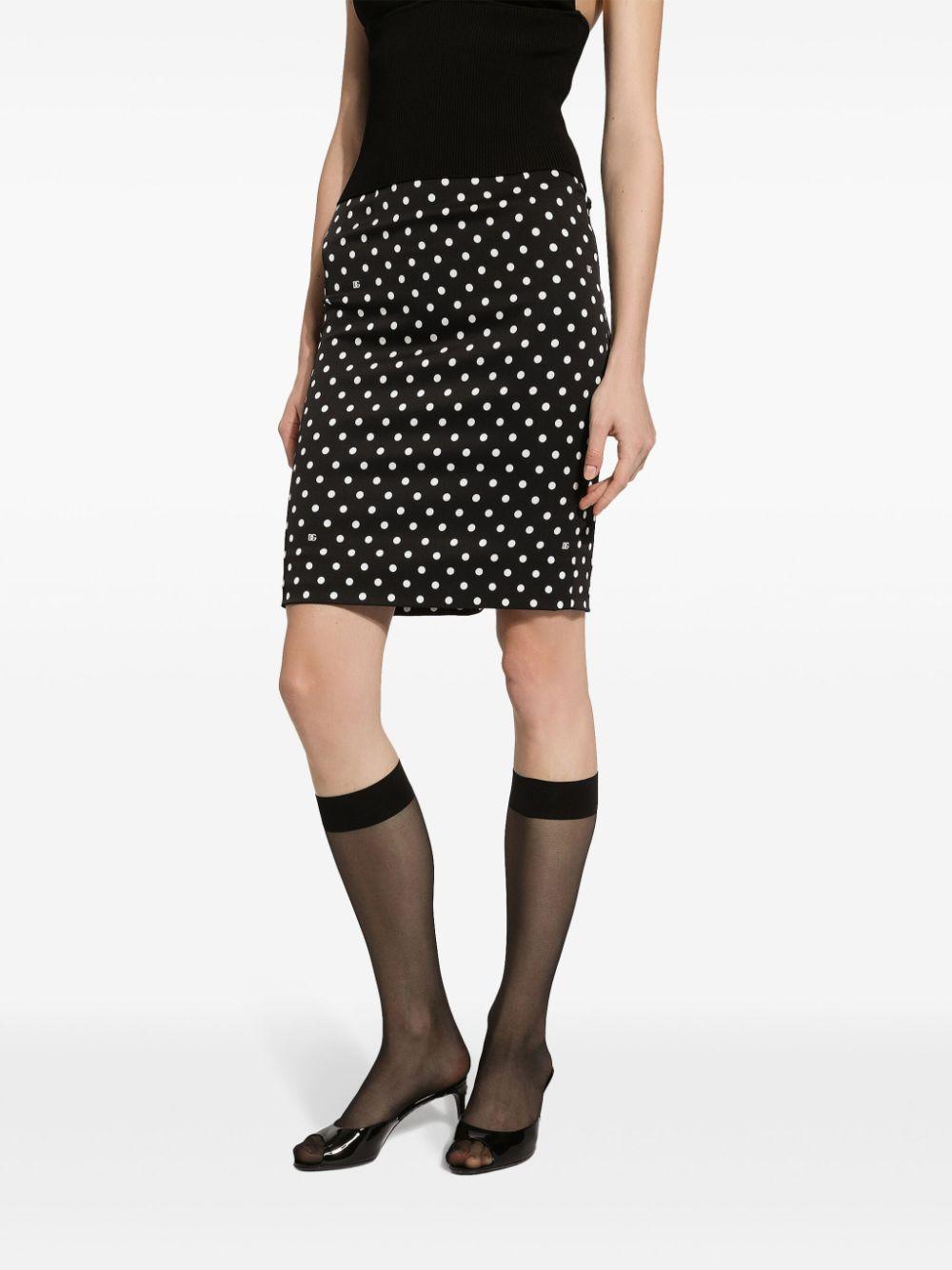 DOLCE & GABBANA Polka-dot Print Pencil Skirt In Black Product Image