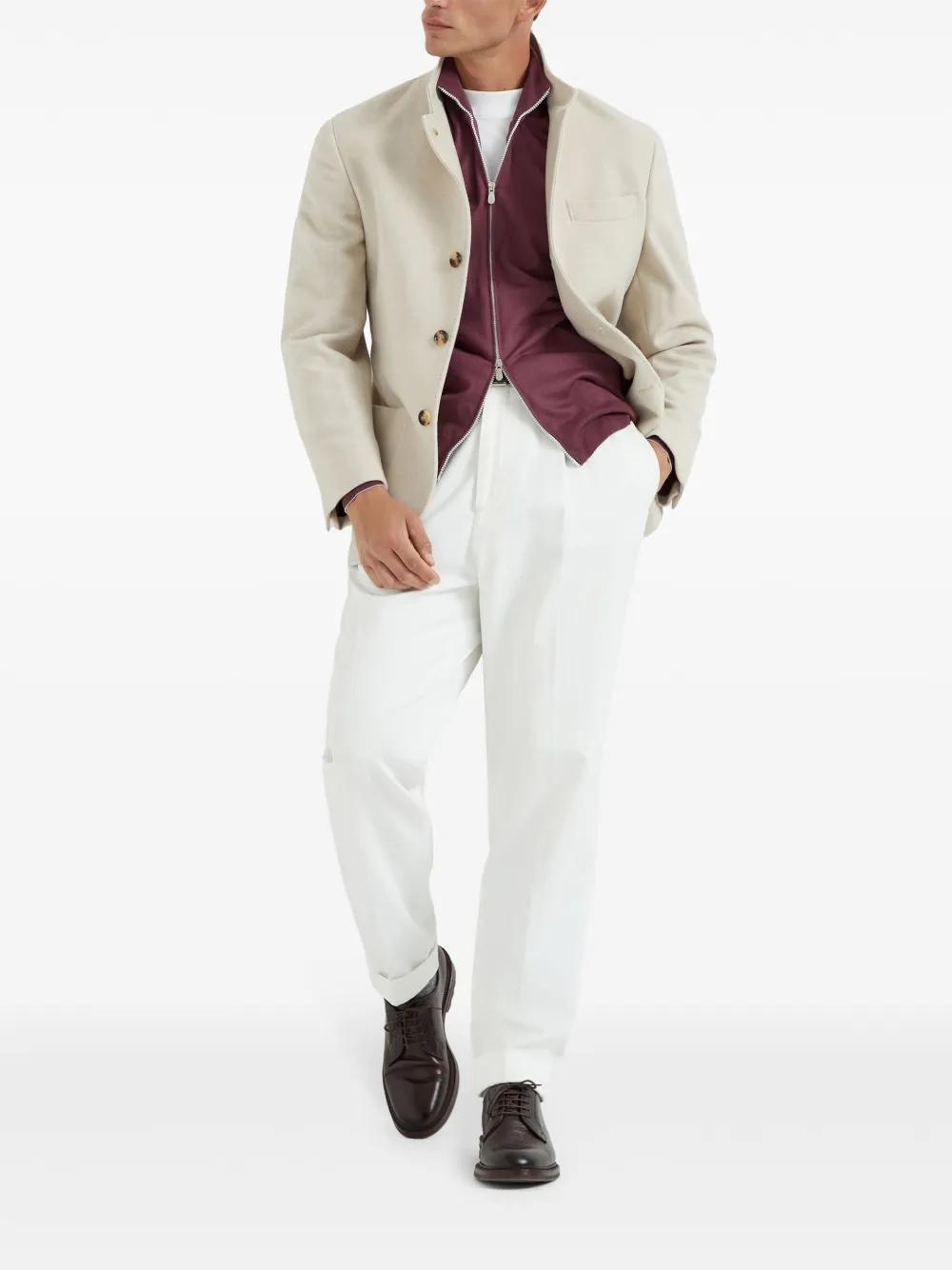 BRUNELLO CUCINELLI Virgin Wool And Cashmere Lightweight Cardigan In Grape Product Image