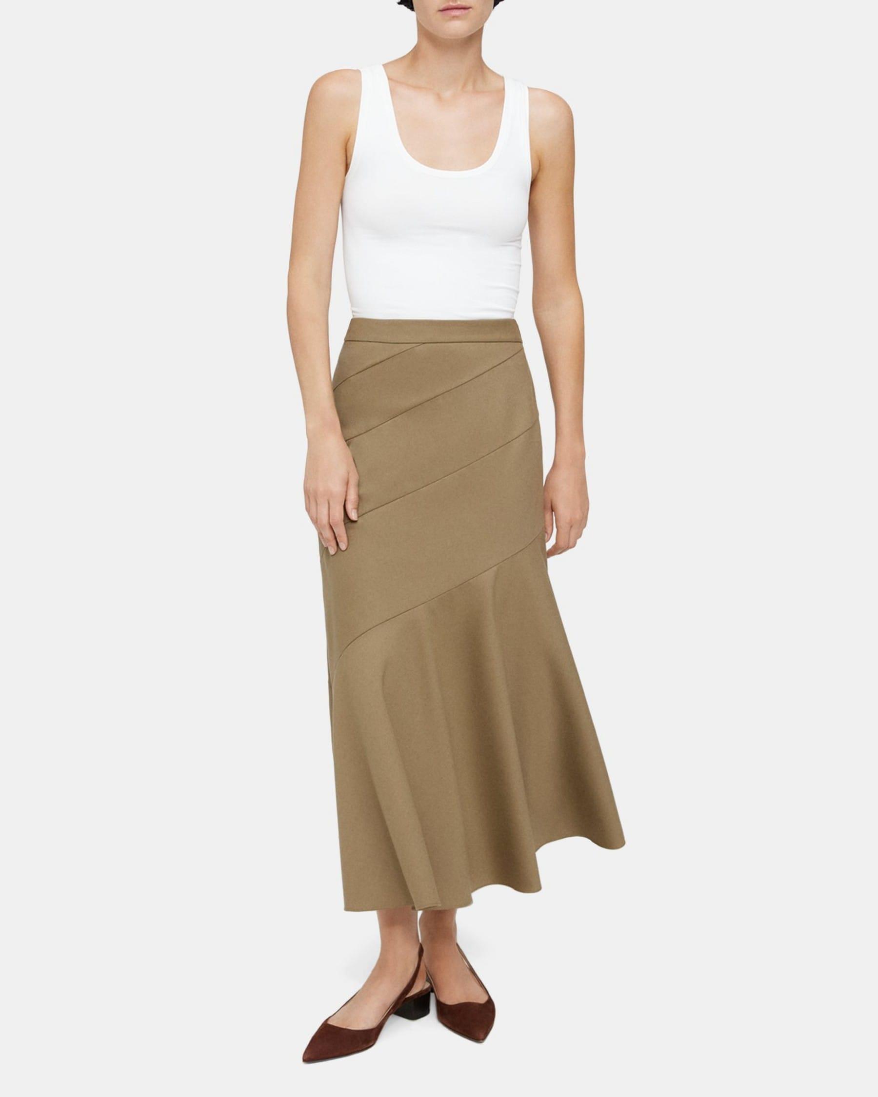 Diagonal Midi Skirt in Wool Flannel Product Image