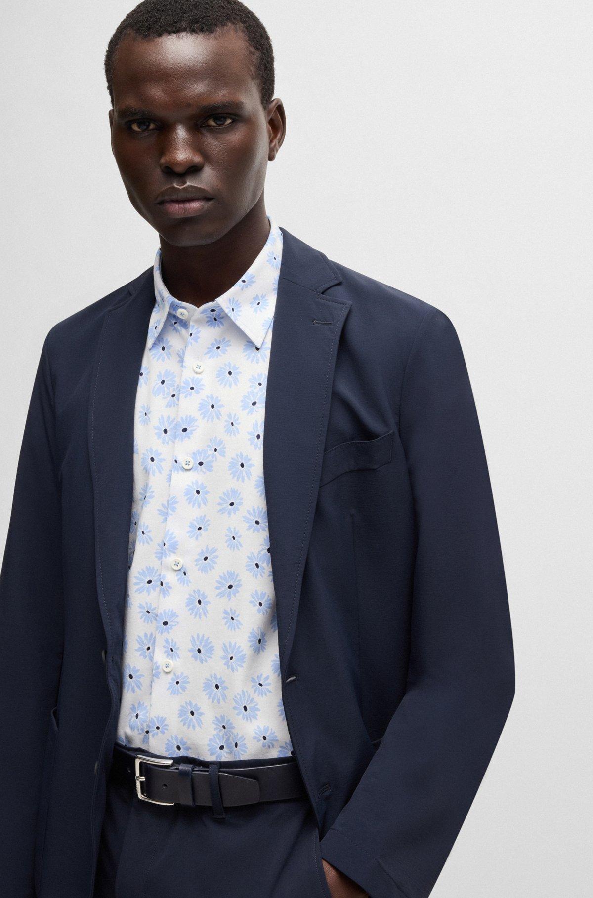 Slim-fit shirt in a floral-print cotton blend Product Image