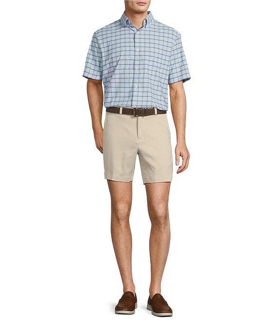 Roundtree & Yorke The Traveler Performance Short Sleeve Plaid Print Sport Shirt Product Image