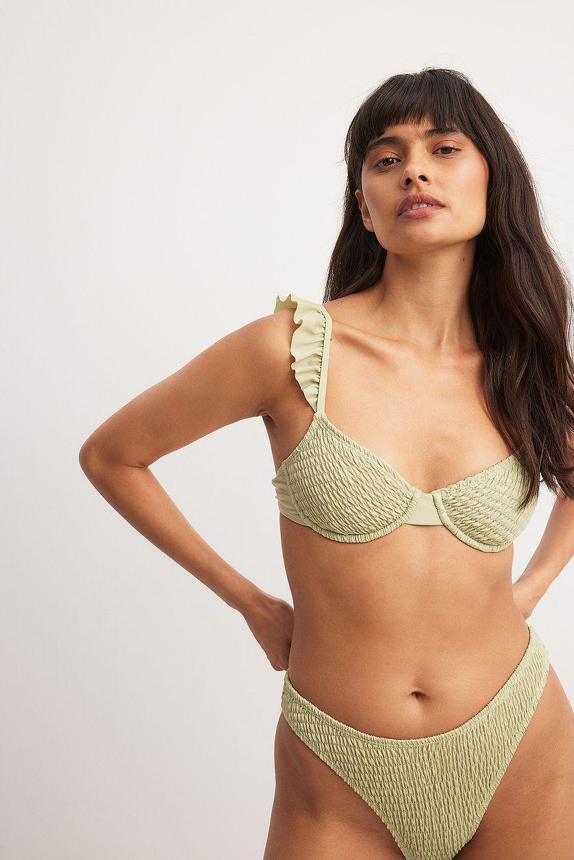 Ruffled Smocked Bikini Top Product Image