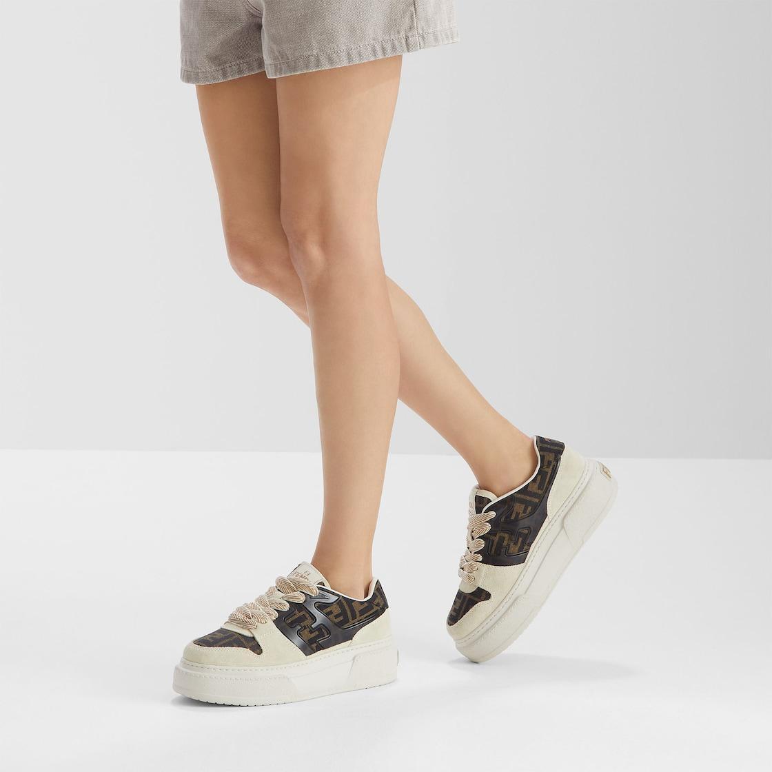 Fendi MatchCanvas and white suede platform low-tops Product Image